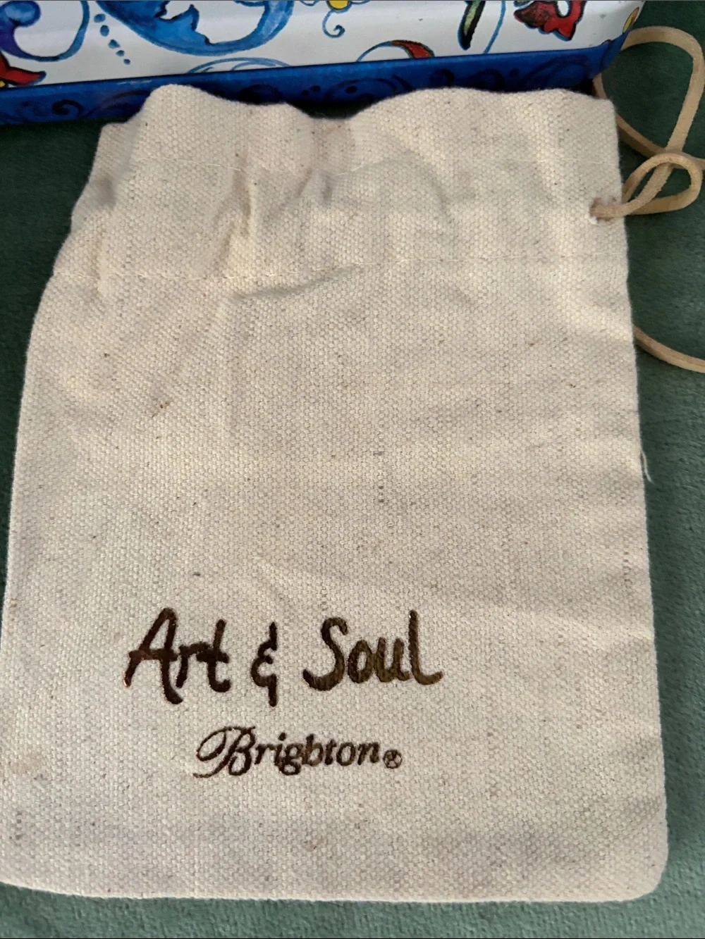 Brighton Art & Soul Decorative Strap in Blue, Yellow and Orange Scroll Motif